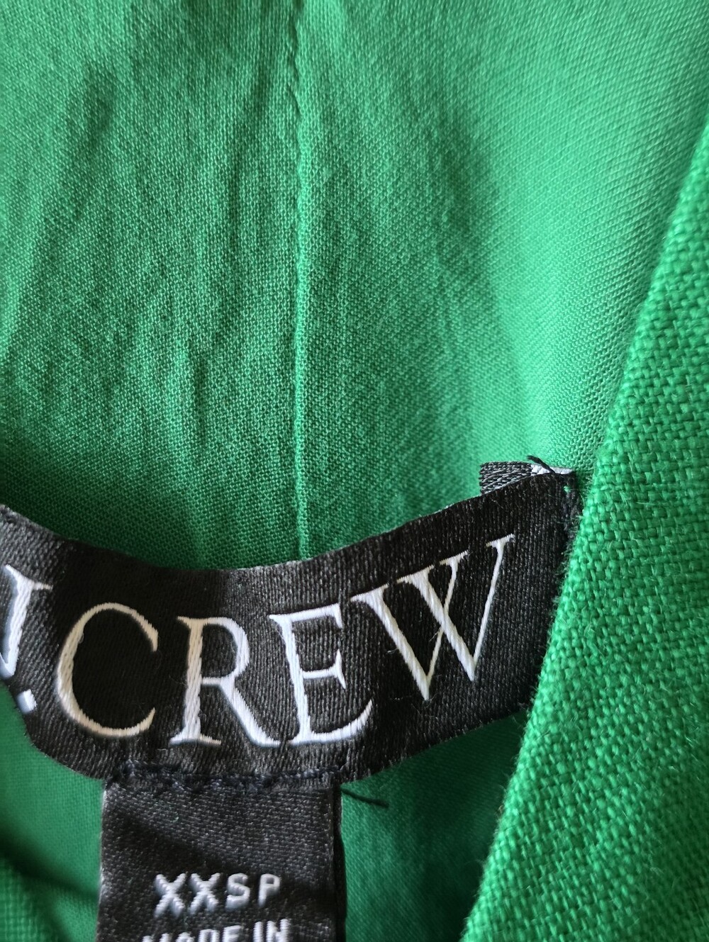 J Crew Maxine 100% Linen Shift Dress XXSP Vibrant Kelly Green Euro Summer Preppy - Picture 10 of 12